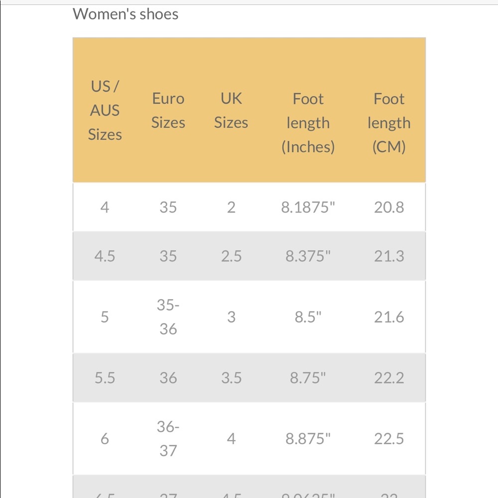 European sizing - shoes